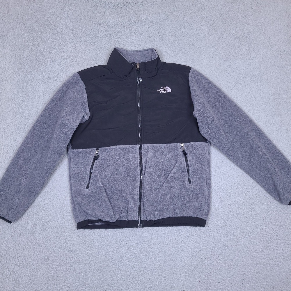 The‎ North Face Denali Jacket Boys XL Gray Black Outdoor Full Zip Fleece Youth